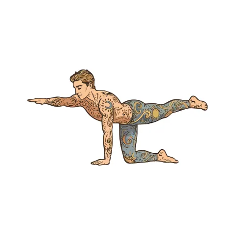 ein Mann in der Yoga-Stellung Tisch